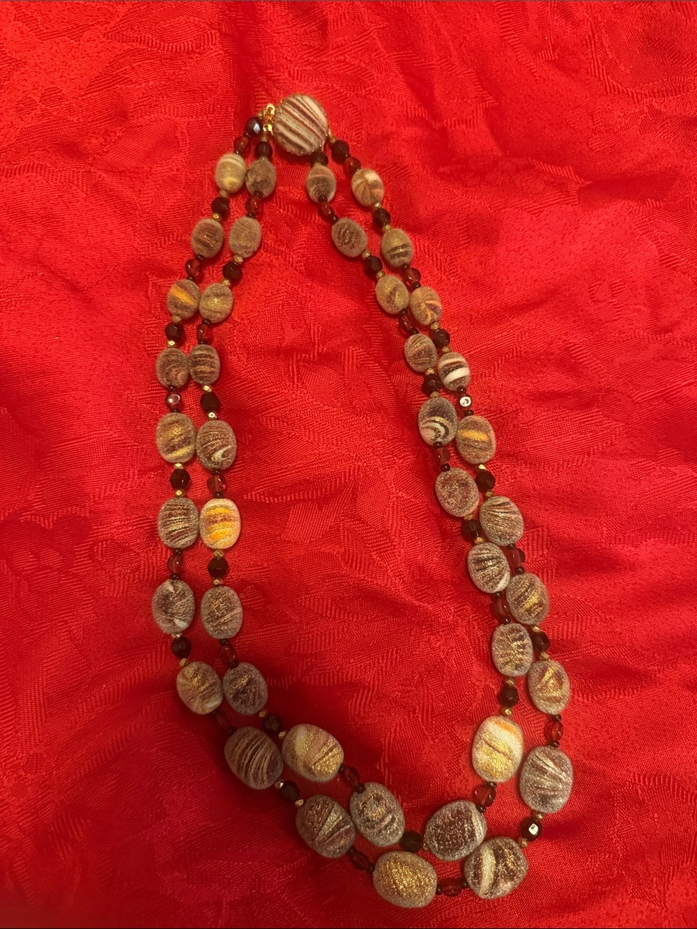 Rare glass Beaded Stone Necklace - Brand